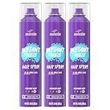 Aussie Instant Freeze Hair Spray for Extreme Hold, Infused with Jojoba Oil & Sea Kelp, Long-Lasting All-Day Hold, Fresh Citrus Scent, Safe for All Hair Types, 10 Fl Oz, 3 Pack