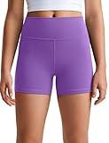 CRZ YOGA Girls Butterluxe Athletic Biker Shorts - Kids Teen High Waist Lounge Active Dance Yoga Running Buttery Soft Royal Lilac Medium