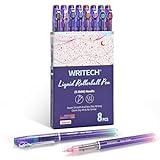 WRITECH Liquid Ink Rollerball Pens: 8ct Assorted Colors Extra Fine Point Tip 0.5mm Rolling Pen for Smooth Writing Coloring Drawing Journaling No Bleed & Smear &Smudge Multi Colored