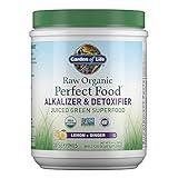 Garden of Life Raw Organic Perfect Food Alkalizer & Detoxifier Juiced Greens Superfood Powder - Lemon Ginger, 30 Servings - Non-GMO, Gluten Free Whole Food Dietary Supplement, Plus Probiotics