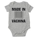 AW Fashions Made in VaChina Baby Bodysuit Funny Cute Baby Girl Clothing or Boy Outfit Infant Romper (Newborn, Sports Grey)