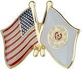 USA US American United States National Flag Lutheran Church Christ Christian Christianity Protestant Christ Bible Luther Crossed Flags Friendship Love Support 1" Enamel Pin