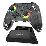C8 PC Controller - Wireless Bluetooth Dongle - Hall Effect RGB Lighting - 1000Hz Macro Key - Dual Vibrate Gaming Controller for Windows PC, Android, Switch, Steam, TV, IOS, MAC Tesla &Charging Dock