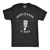 Crazy Dog Men's T Shirt When It Rains, It Poes Funny Edgar Allan Poe Literary Pun Joke Funny Book Theme Poetry Goth Shirt Literature Vintage Fit Sarcastic Graphic Novelty Tee (Heather Black) - XXL