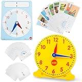 edxeducation Learning Clock Activity Set | 8 Double-Sided Activity Cards and 25 Flashcards | Digital and Analog Teaching Clocks for Kids