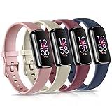 4 Pack Bands for Fitbit Luxe Bands, Soft Silicone Wristband Replacement Strap for Fitbit Luxe/Luxe Special Edition Fitness Tracker Women Men (Large, Gold/Rose Gold/Wine Red/Navy Blue)
