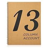 13 Column Ledger Book 8.5 * 11inch Account Book Notebook Columnar Pad Columnar Pad 13 Columns Premium Analysis Pad Kraft Paper Cover 100 Pages for Personal Use Small Business(50 Sheet)