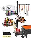 Concons Griddle Caddy for Blackstone Griddle Accessories, BBQ Grill Caddy with Paper Towel Holder, Outdoor Kitchen Accessories for Camper, Grill Accessories Organizer, Picnic Utensil Condiment Caddy