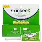Canker-X Mouth Sore Gel, Fast Pain Relief & Healing for Canker Sores, Cheek Bites and Oral Abrasions, Oral Pain Relief Gel, Benzocaine-Free and Alcohol-Free, Adults and Kids 6+ Years, 0.28 fl oz
