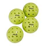 FILA Accessories Outdoor Pickleball Balls - Official Outdoor Pickleballs, Regulation Size with 40 Holes (Lime Green), Pack of 4