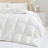 Down Feather Fiber Comforter King Size - All Season Luxury Hotel Duvet Insert, Medium Warmth, 750+ Fill Power Fluffy Premium Comforter with 8 Corner Tabs, White Cotton Cover, 106'' x 90''