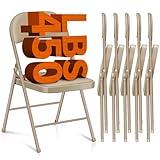 LUCKPRO 6 Pack Folding Chairs with Cushion – Padded Memory Foam Seating Khaki Space-Saving Foldable Chairs for Indoor Outdoor Weddings, Parties, Backyard & Office Events (Khaki, 6 Pack)
