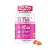 SmartyPants Teen Girl Multivitamin Gummies - Improved Formula: Omega 3 (DHA/EPA), Vitamin C, D3, B12, Vitamin A, K & Zinc, Biotin to Support Hair, Skin & Nails, Gluten Free, 60 Count (30 Day Supply)