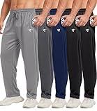 5 Pack Mens Sweatpants Open Bottom Joggers for Men with Zip Pockets Loose Fit Mesh Athletic Pants for Running,Casual(Black,Black,Dark Gray,Navy,Light Gray,XL)