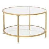Studio Design Camber Elite Metal and Glass Round Coffee Table, 28 Inches
