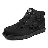 NIFOFISE Steel Toe Shoes for Men Womens High-Cut Indestructible Construction Wide Work Safety Shoes Slip Resistant Comfortable Lightweight Breathable Sneakers Zapatos de Trabajo para Mujer 42.5 Black