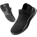 Furuian Slip Resistant Work Shoes for Men Food Service Comfortable Slip On Chef Kitchen Restaurant Shoes Black