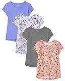 The Children's Place girls The Children's Place Print Basic Layering Tees Shirt, Blue/Grey/Floral 4-pack, Large US