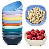 SHECIPIN 12 Pack Mini Square Dinnerware Bowls for Kids 4.5 OZ Unbreakable Wheat Straw Dipping Bowls, Small Bowls Perfect for Prep, Nuts, Candy, or Dips(Multicolor), 3.7inch