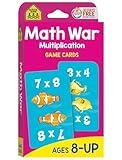 School Zone Math War Multiplication Game Cards: 56 Cards, 3rd Grade, 4th Grade, 5th Grade, Math Games, Beginning Algebra, Multiplication Facts & Tables, Ages 8+