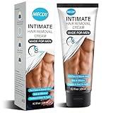 Hair Removal Cream for Men, Hair Remover Body Cream for Unwanted Male Hair, Painless, Flawless Depilatory for Intimate/Private Area, 120ml