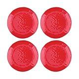 UPware Holiday Red Melamine Round Dessert Plates, Small Serving Plates, Christmas Decorations, for Appetizer, Snacks, and Side Dishes, Red, 6 Inch, Set of 4