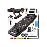 Push Up Board,Home Gym,Portable Exercise Equipment,Pilates Bar and 20 Fitness Accessories with Resistance Bands and Ab Roller Wheel,Full Body Workout at Home