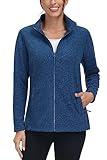 TACVASEN Womens Jacket Lightweight Fleece Jacket Women Full Zip Jackets for Women Zip Up Jackets for Women Winter Jackets Medium Blue L