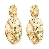 NEPULOY Gold Women Drop Dangle Earrings Hammered Statement Earrings, Big Chunky Gold Statement Trendy Jewelry for Women Gifts for Her