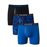 Hanes Men's X-Temp Total Support Pouch Boxer Brief, Anti-Chafing, Moisture-Wicking Underwear, Multi-Pack, Blue/Black, Medium
