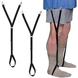Wardrobe Hackers Shirt Stays for Men with Foot Loops (Stirrup Style) 1 Pair - Elastic Black Shirt Garters for Men and Women - Extendable Shirts Keepers