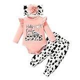 Newborn Infant Baby Girl Clothes Fall Winter Outfits Infant Romper Pants Cute Baby Girls Clothes (Pink, 0-3 Months)