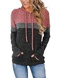 MixShe Womens Fall Fashion 2025 Long Sleeve Shirts for Women Sweaters Dressy Casual Hoodies Tops Trendy Sweatshirts Laides Outfits Clothes Lightred Gray Darkgray XX-Large