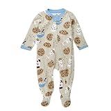 HonestBaby Sleep & Play Footed One-Piece Pajama Sleeper 100% Organic Cotton, Baby Boys, Milk N Cookies, 0-3 Months