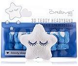 The Crème Shop 3D Teddy Headband, Spa Headband, Headband for Washing Face, Skincare Headbands, Headbands for Women (Blue & White)