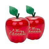 HANZE Large Red Apple-Shaped Containers - Plastic Candy Toy Filling Jar for Holiday Decorations, Back To School Teacher Appreciation Gift, Merry Christmas and Happy New Year Gift Boxes - 2 Pack