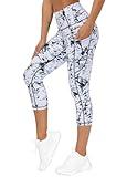 THE GYM PEOPLE Thick High Waist Capris Yoga Pants with Pockets, Tummy Control Workout Running Yoga Leggings for Women