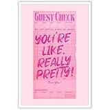 Retro Guest Check Poster You Re Like Really Pretty Canvas Wall Art Preppy Pink Maximalist Y2k Room Decor Prints Painting For Home Bedroom Dorm Bar Cart Wall Decor 12x16in Unframed