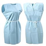 JMU 50 PCS Patient Exam Gown 30" x 42", Disposable Gowns Medical, Tissue Poly Tissue, Front Back Opening, Blue