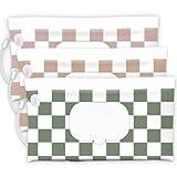 cephira Baby Wipe Holder, 3-Pack Portable Refillable Wipe Dispenser, Waterproof & Dustproof Travel Baby Wipes Case, Reusable Diaper Wipe Container with Checkerboard Design