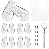 PTSLKHN 5 Pairs of Eyeglass Nose Pads, Upgraded 15x8mm Soft Silicone Air Chamber Eyeglasses Nose Pads, Screw-in Glasses Nose Pad Replacement Kit.