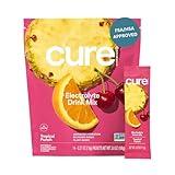 Cure Hydration | Plant-Based Electrolyte Drink Mix | No Added Sugar | FSA & HSA | Dehydration Relief Powder Made with Coconut Water | Non-GMO | Vegan | Pouch of 14 Packets - Tropical Punch