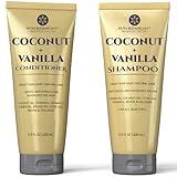 Nuva Botanicals Coconut Shampoo and Conditioner, Vanilla Shampoo and Conditioner with Biotin and Collagen- Moisturizing Shampoo and Conditioner Set with Jojoba Oil, Argan Oil and Vitamin E(6.8oz each)