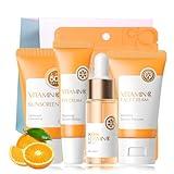 Skin Care Kit Vitamin C Girls Gifts - Skincare for Girls 10-12 - Moisturizing Skincare Set - Easter Gifts Set with Sunscreen,Serum,Face&Eye Cream - Travel Essentials(One Size, Vitamin C 4PCS Scent)