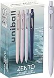 Uniball Zento Liquid Gel Ink Retractable Pens, Medium Point (0.7mm), Muted Barrels, Black Ink, Dozen
