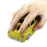 Usbkingdom Wireless Mouse, 2.4GHz Wireless Computer Mouse Cool 3D Sport Car Shape Ergonomic Optical Cordless Mice with USB Receiver for PC Laptop Notebook 1600DPI Yellow