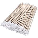 6" Cotton Swabs Wooden Handles Cotton Tipped Applicator Wood Sticks with Single Tip for Gun Cleaning, Wound Clean, Makeup, Removal Residue Tbestmax (500)