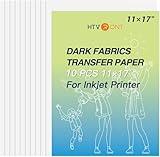 HTVRONT Heat Transfer Paper 11x17 " for Dark T Shirts - 10 Pack Iron on Transfer Paper for Inkjet Printer, Large 11x17" Easy to Use Printable Heat Transfer Vinyl, Vibrant Color, Durable & Soft