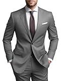 SHUZHXLZANGY Mens 2 Piece Suit Regular Fit Grey Mens Business Suit Formal M