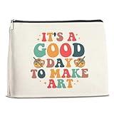 Makeup Bag Gifts for Artists Women, Art Lover Gift Thank You Gifts for Painter Teacher Girls Sister Friends It's A Good Day To Make Art Zipper Cosmetic Bag Travel Toiletry Pouch for Purse
